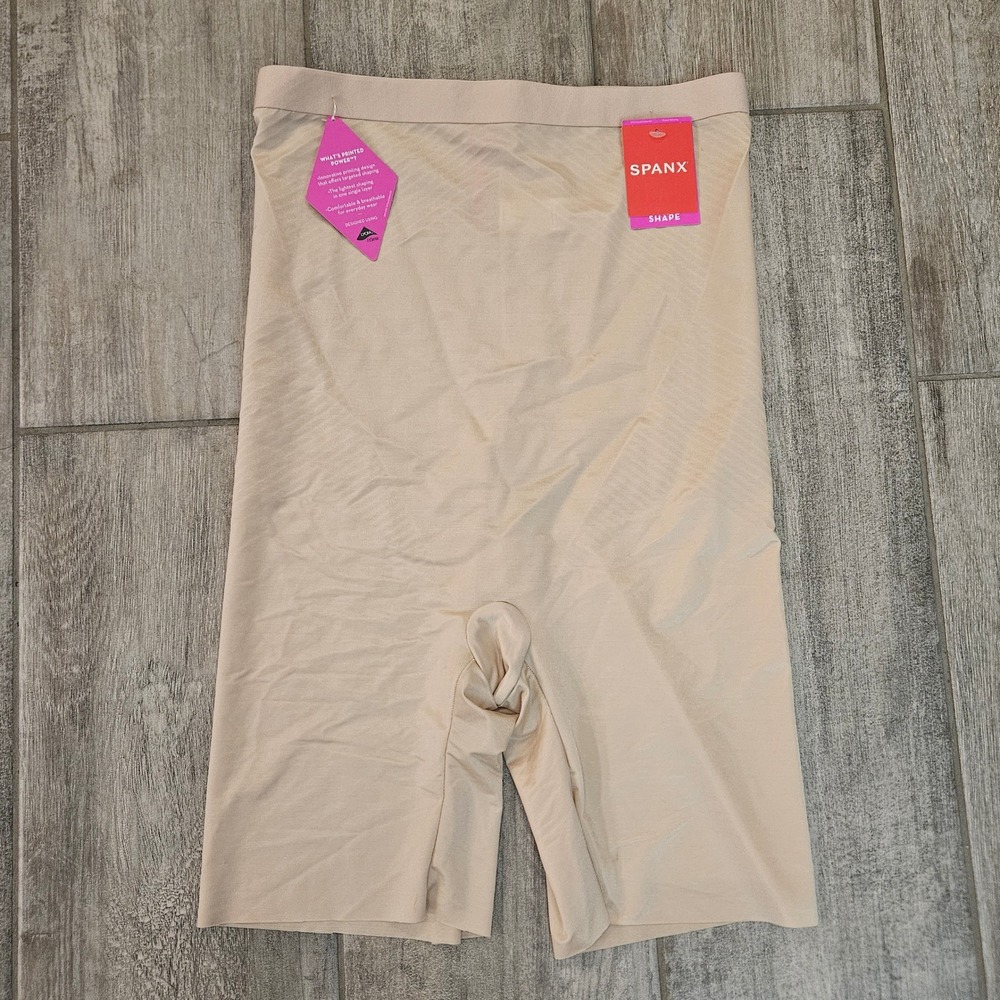 Spanx Thinstincts 2.0 Shapewear Size M Beige High Waist Mid Thigh Seamless Nude